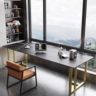 岩板长桌子靠墙书桌极简家用阳台卧室床边桌工作台办公电脑桌