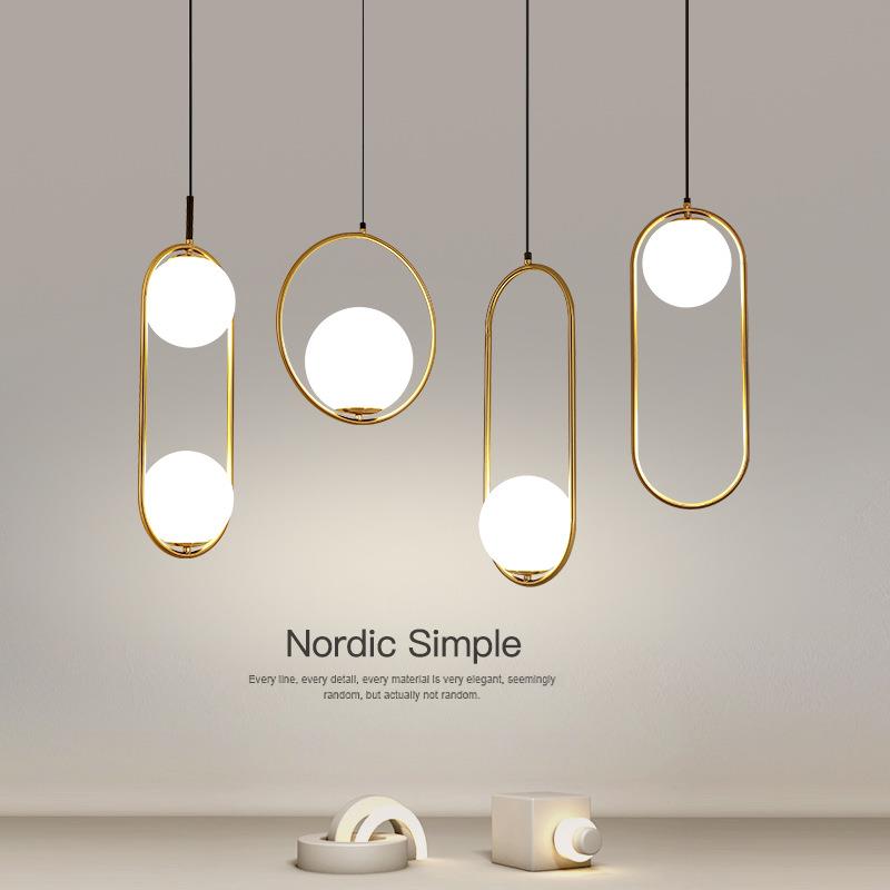 卧室床头吊灯现代简约创意个性吧台圆形玻璃单头北欧饭厅小吊线灯