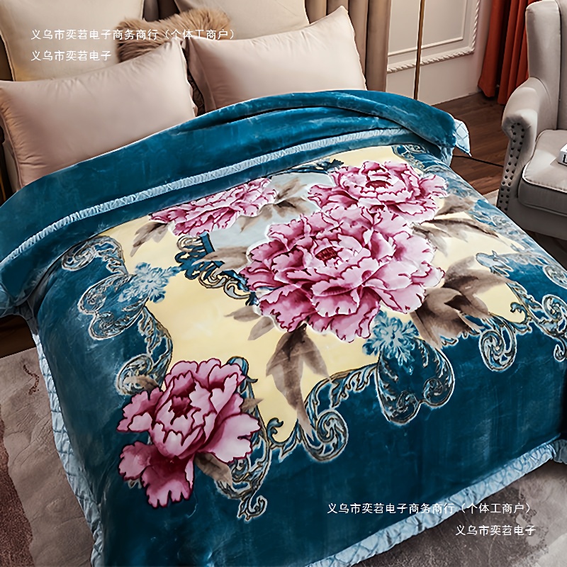 12双层结婚加厚超厚绒庆红斤保暖拉舍尔毛毯盖被子春秋被毛毯