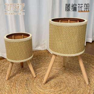 花架欧式藤编客厅阳台竹藤花架室内花盆架落地式简约植物花篮架子