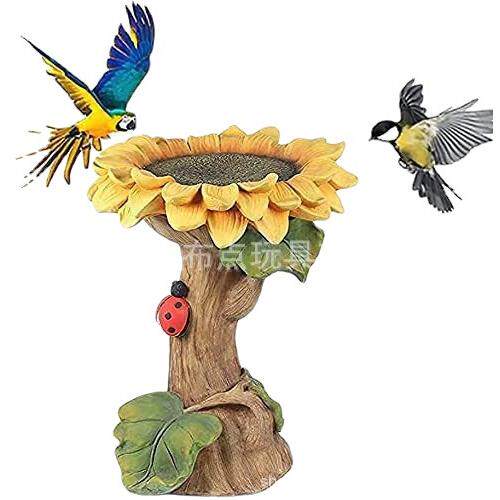 跨境Sunflower Bird Bath树脂向日葵鸟浴摆件 园林花园侏儒工艺品