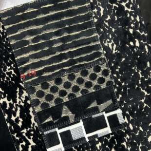 割绒黑金黑白几何图案圆圈条纹沙发布家具布软装设计选款面料