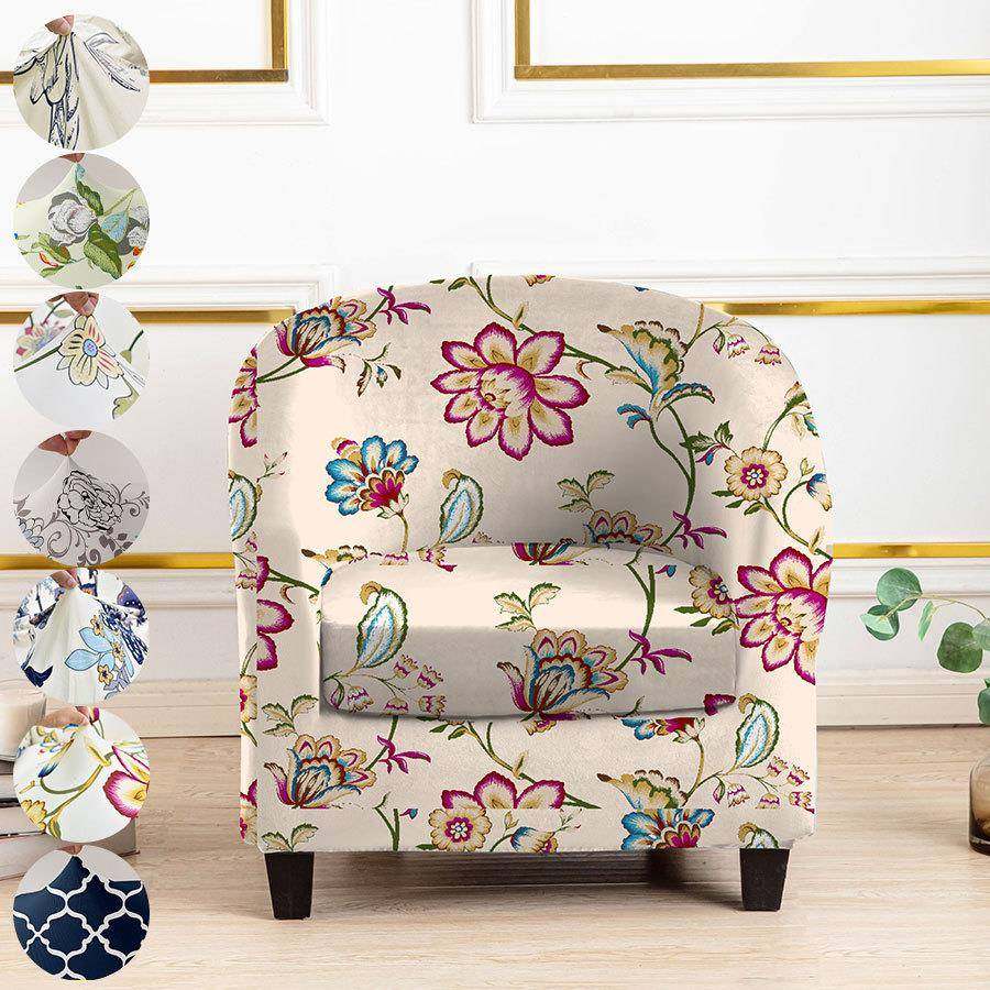 1pc印花氨纶柔软贴合沙发沙发套可水洗家具保护套带弹性底部宠物