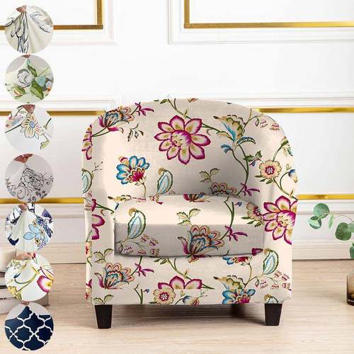 1pc印花氨纶柔软贴合沙发沙发套可水洗家具保护套带弹性底部宠物