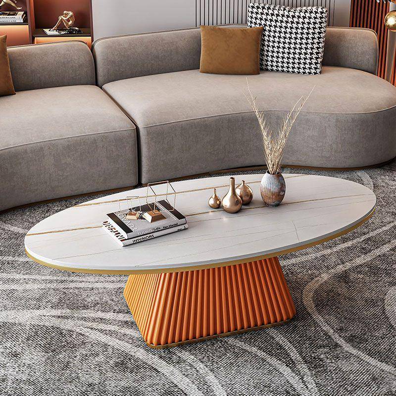 轻奢网红茶几家用客厅极简现代卧室小户型新款高级椭圆形茶几岩板