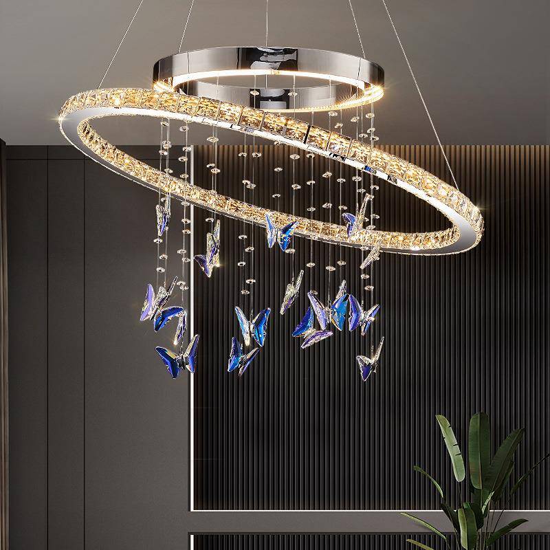 2025新款意式轻奢水晶餐厅吊灯高端大气餐桌吧台别墅客厅蝴蝶灯