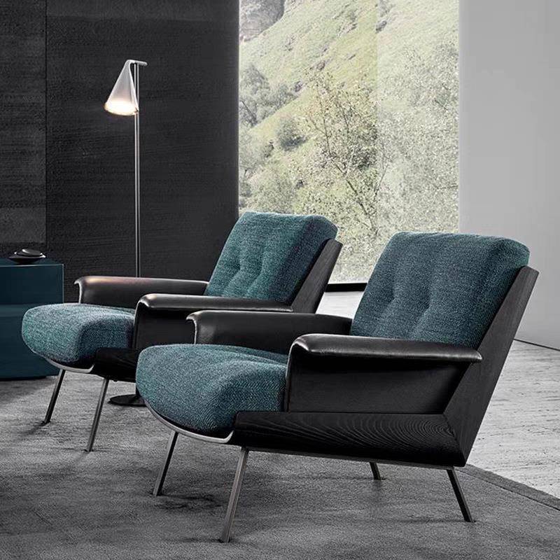 意式轻奢棉麻沙发办公大厅卡座区休闲商务洽谈办公沙发接待休息椅
