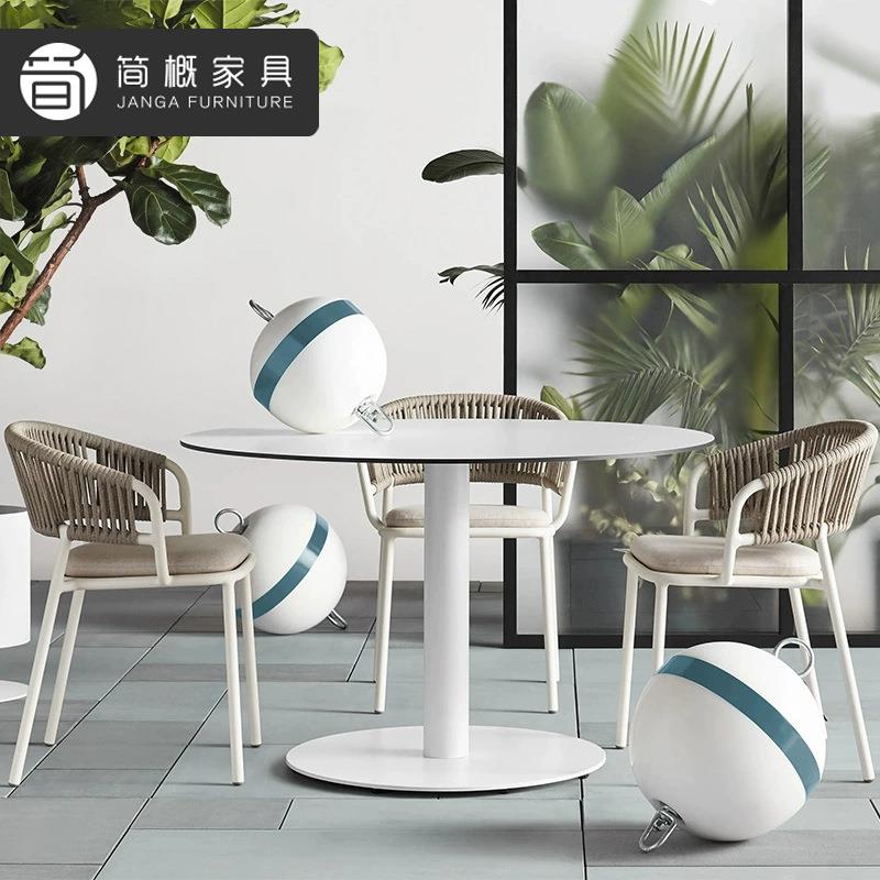 别墅阳台桌椅三件套休闲藤编茶桌椅组合庭院花园防水防晒单人沙发