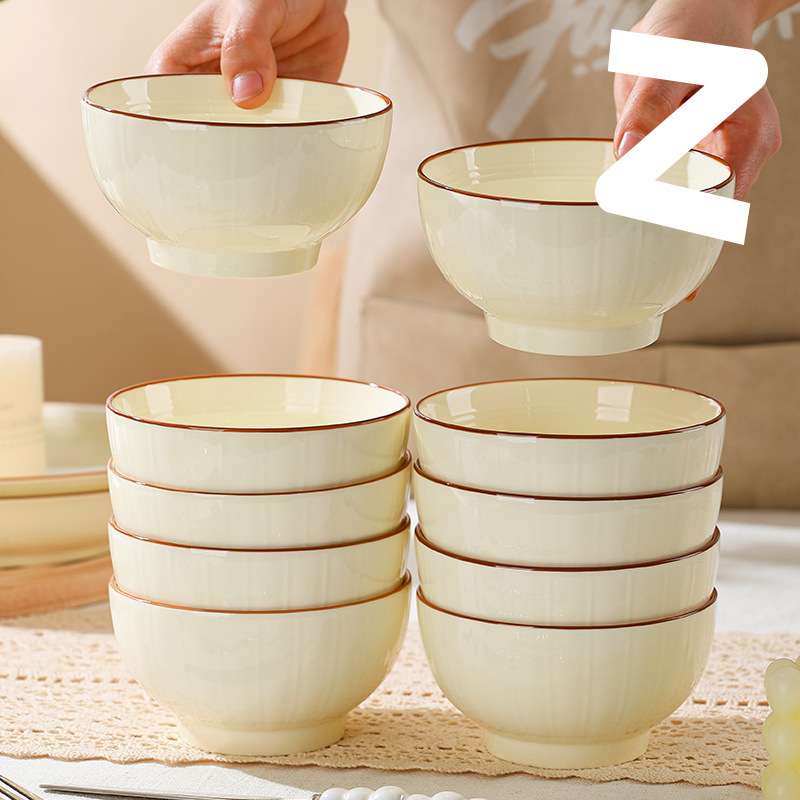 吃饭碗家用陶瓷新款4.5/5/6英寸米饭碗奶油风网红瓷饭碗简约餐具