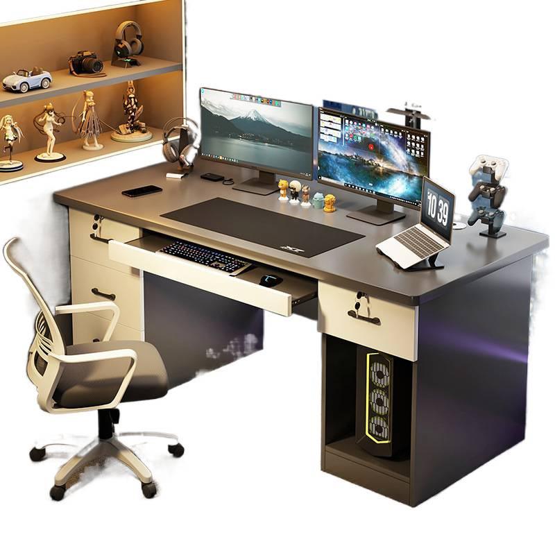 电脑桌台式简约办公桌家用带抽屉书桌卧室学生写字桌工作台桌子