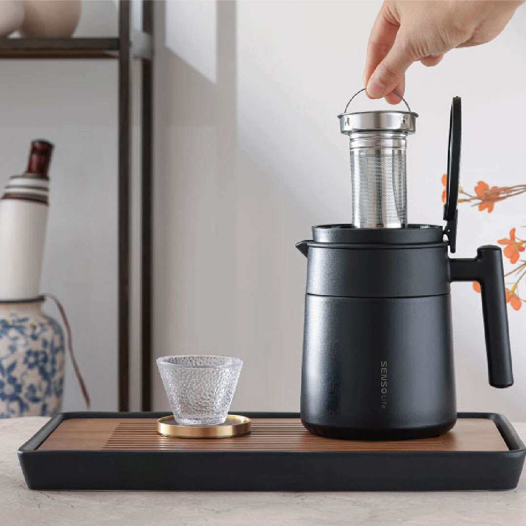 SENSO几简桌面泡茶壶保温杯保温壶内置双层茶滤不锈钢900ml