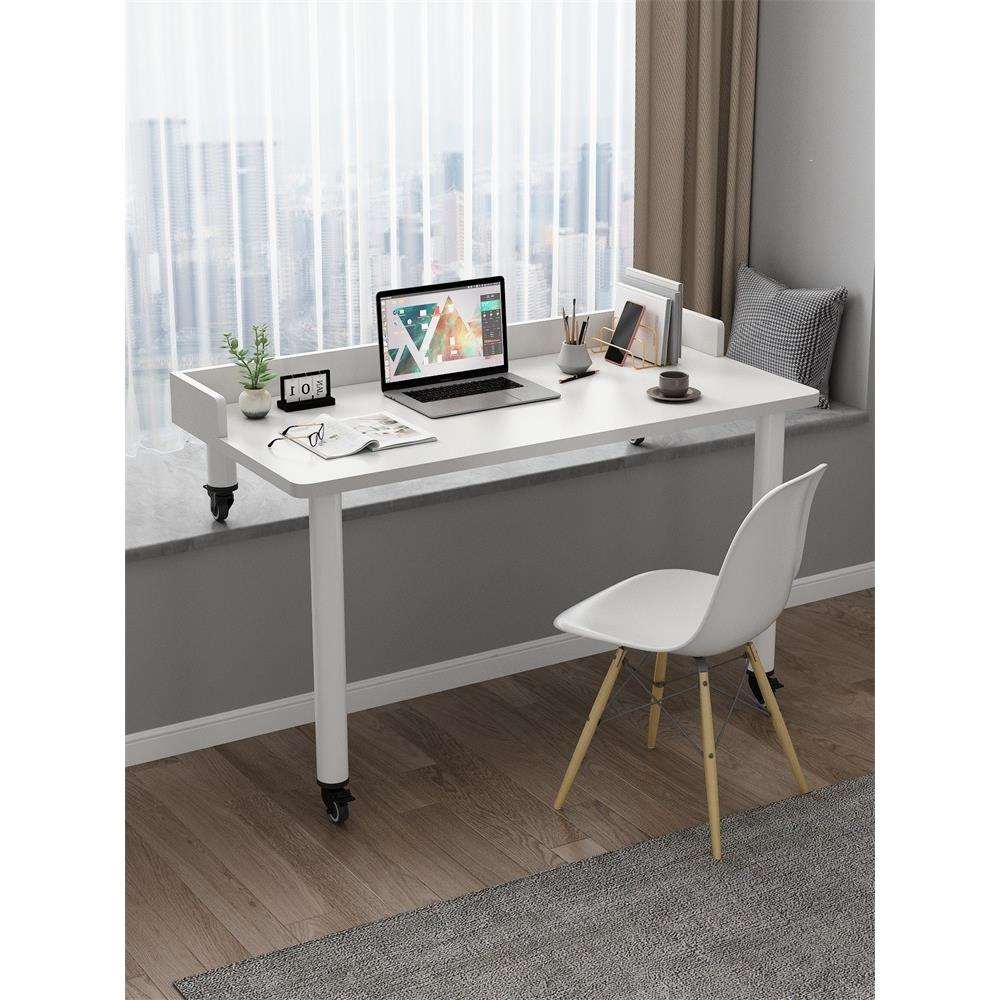 可移动飘窗书桌带挡板电脑台式桌子卧室窗台长短腿写字高低脚简约