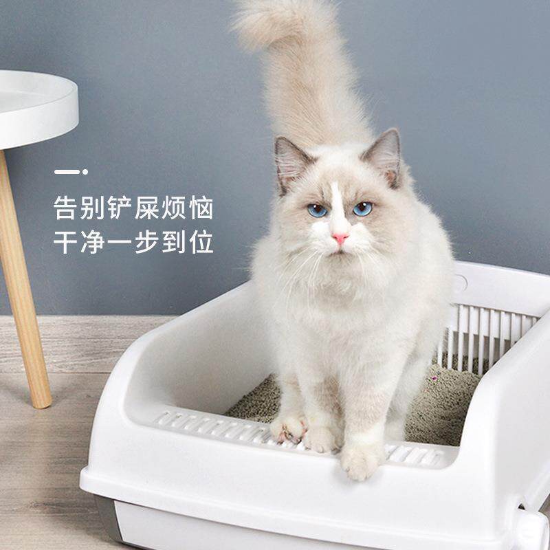 宠物猫咪半自动猫砂盆清洁除臭猫厕所大号宠物拾便器铲屎器防外溅