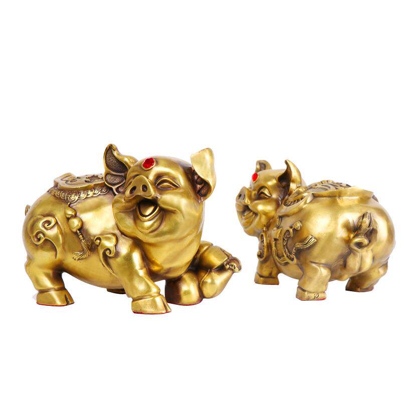 杨铜记铜 猪摆件金猪家居装饰品摆设工艺品福字猪 对猪 财福对猪
