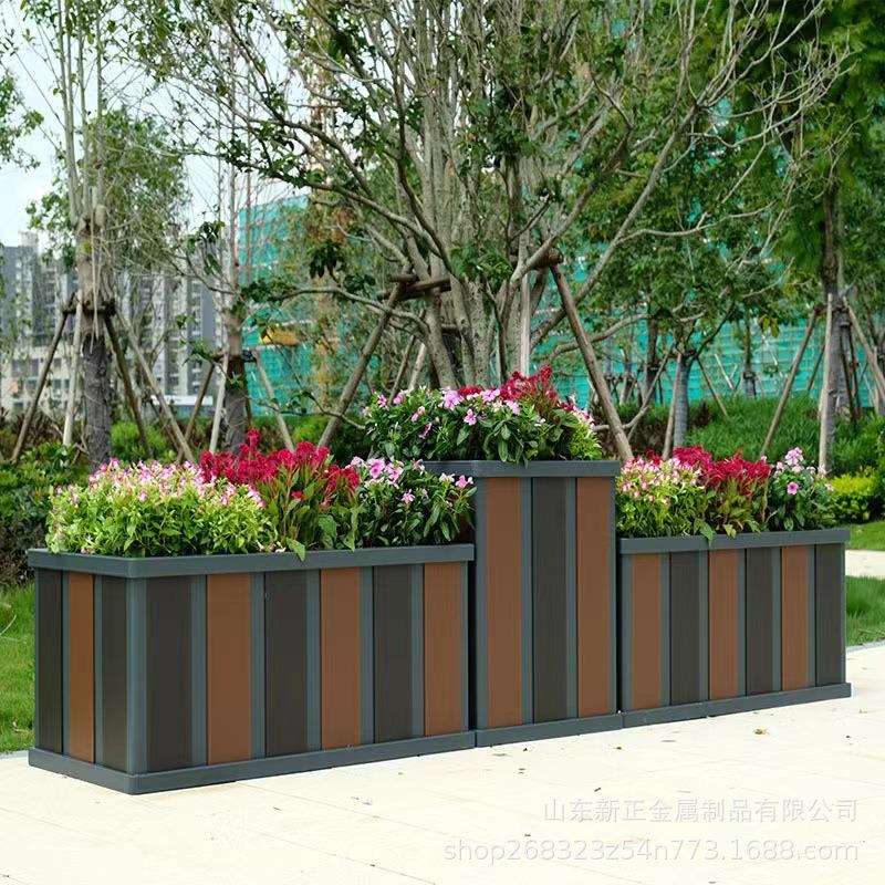 户外铝合金塑木花箱组合售楼部商场餐厅造景绿植隔断栅栏种植箱