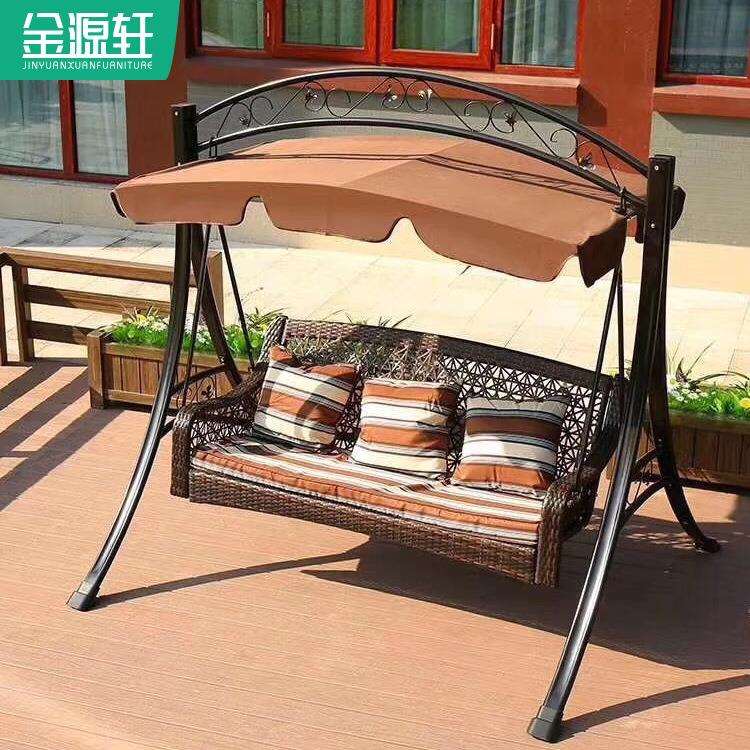 金源轩户外简约秋千吊椅吊篮三人庭院别墅秋千椅藤摇椅铝合金