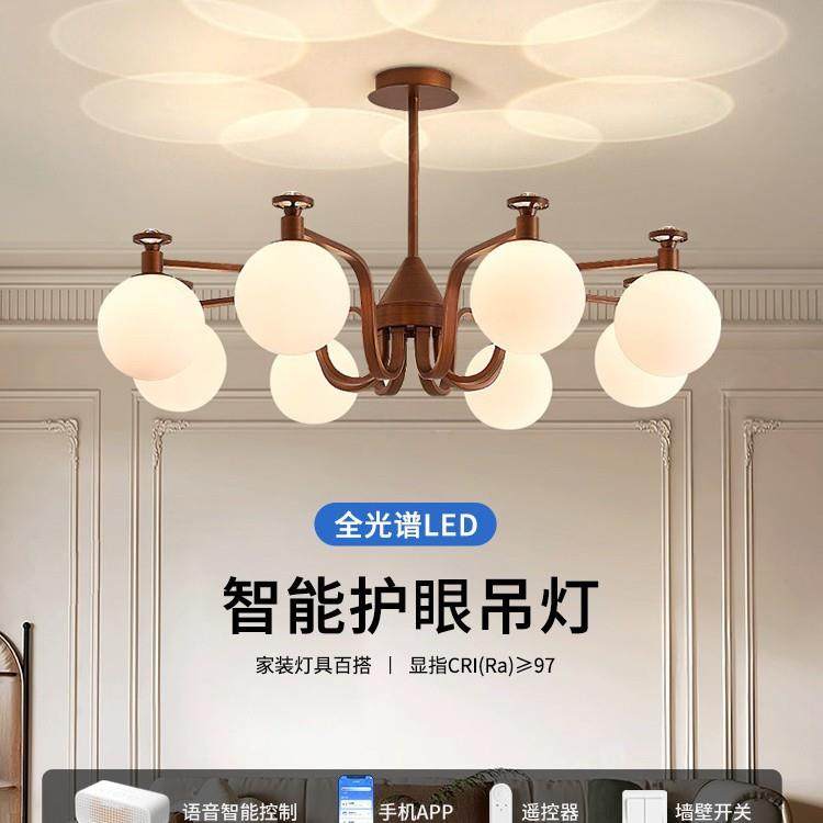 中古风客厅吊灯设计师法式复古魔豆主灯新款全屋灯具套餐组合