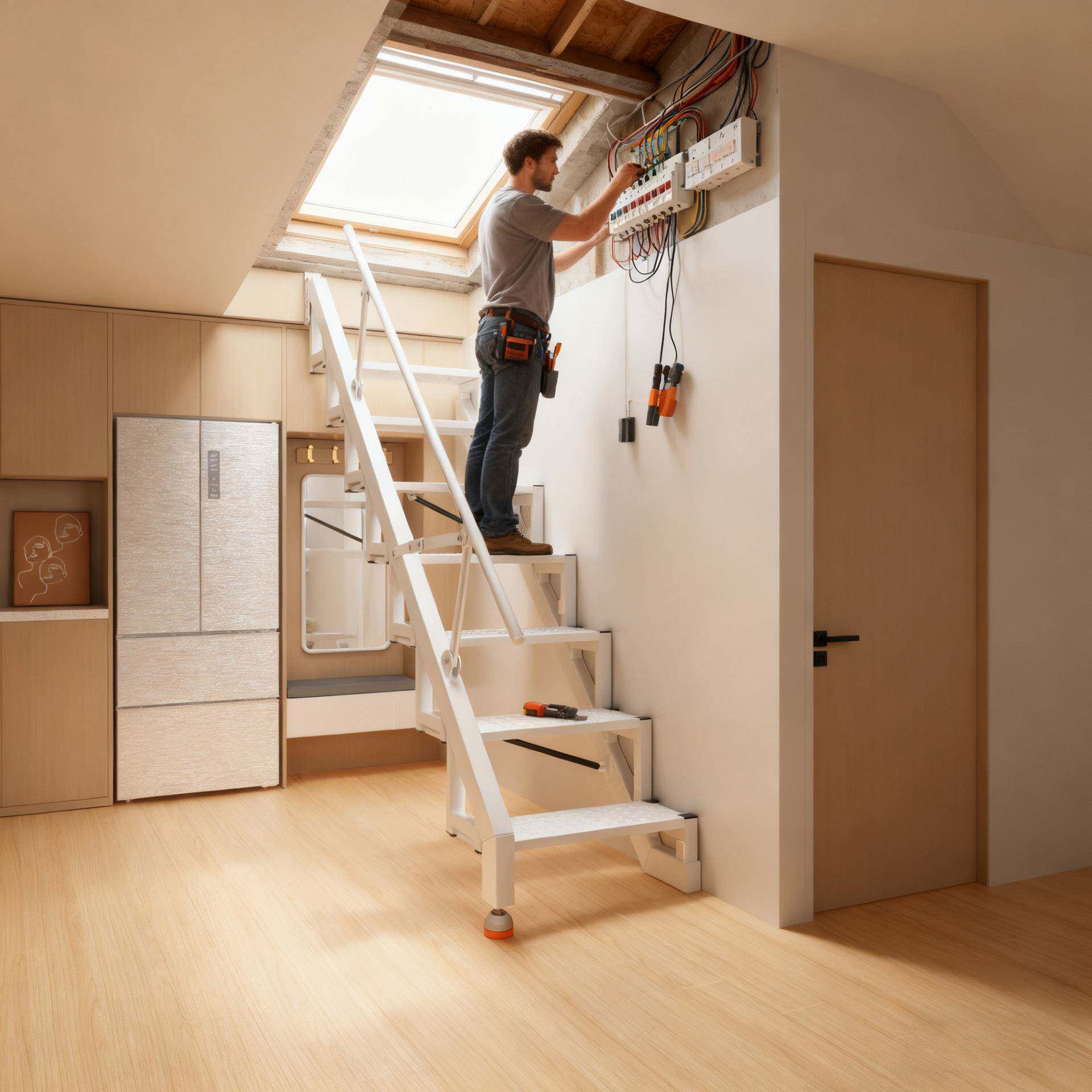 复式楼跃层室内小户型loft公寓家用户外铁楼梯侧边翻折梯子阁楼梯