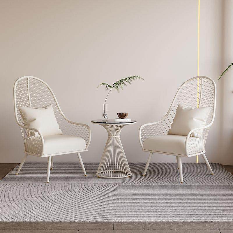 奶油风户外休闲桌椅沙发椅简约单人茶几一桌庭院阳台三件套组合