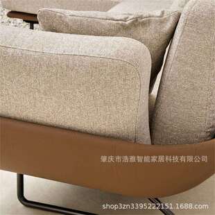 日式布艺沙发双人高密度海绵躺椅现代金属脚躺椅沙发休闲带贵妃位