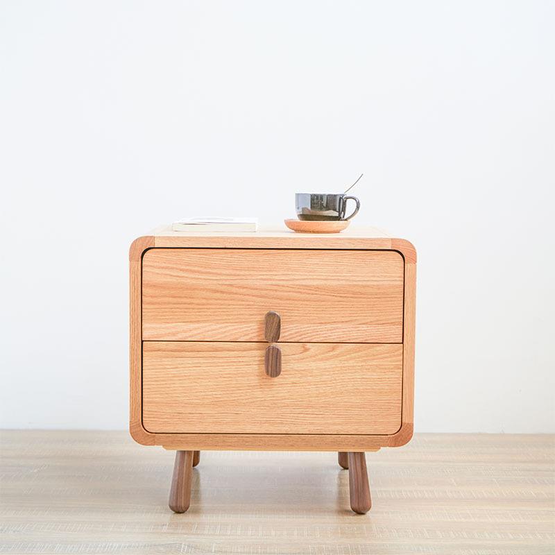 实木床床头柜现代简约床边储物柜子北欧风红橡木床头柜