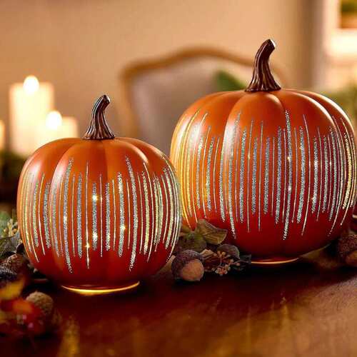 Starry Night Glass Pumpkin Orange万圣节南瓜装饰