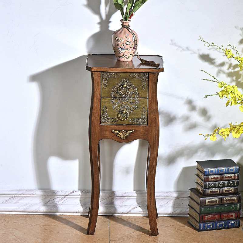 美式边几客厅实木小角几欧式沙发边几床头柜电视边柜方形茶几复古