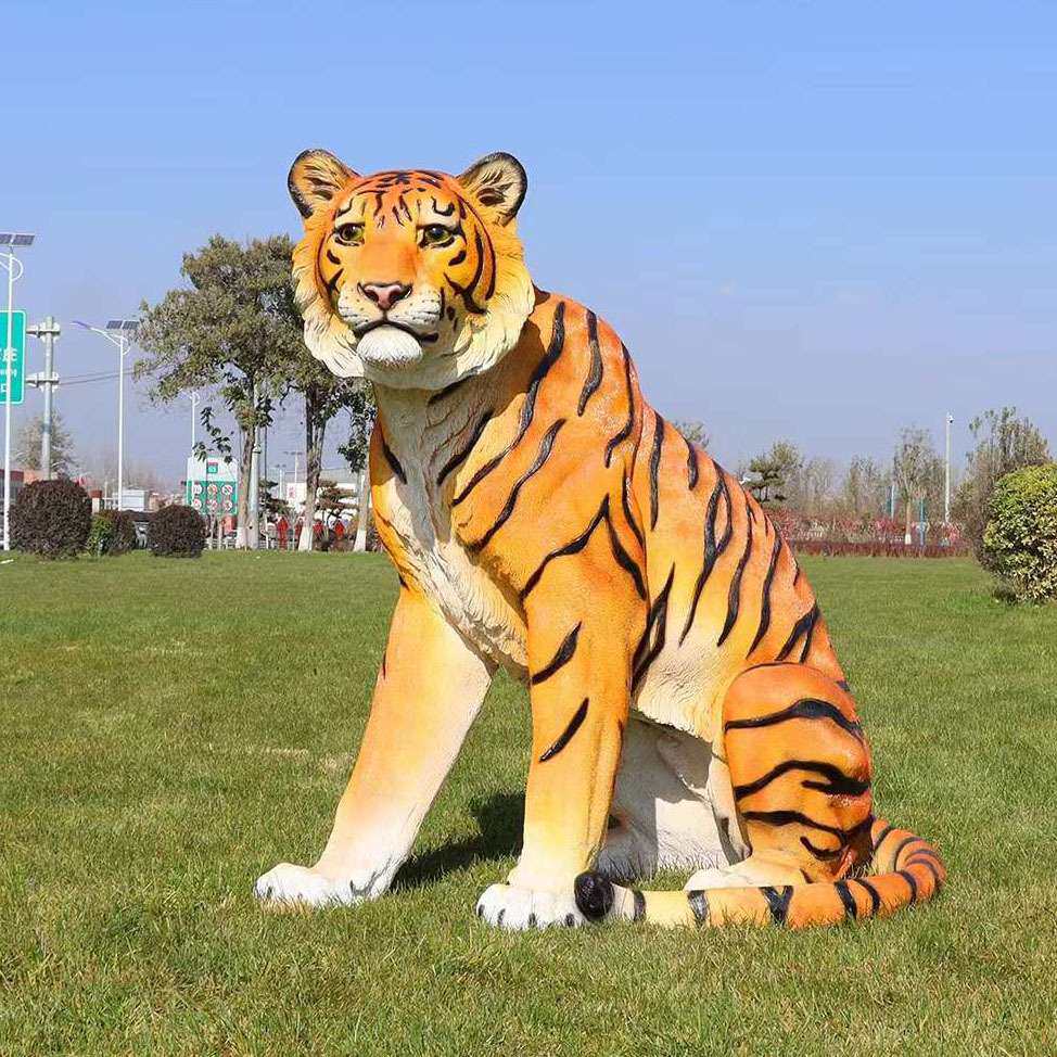 大型玻璃钢仿真老虎动物雕塑户外景观动物园广场商场草坪摆放摆件
