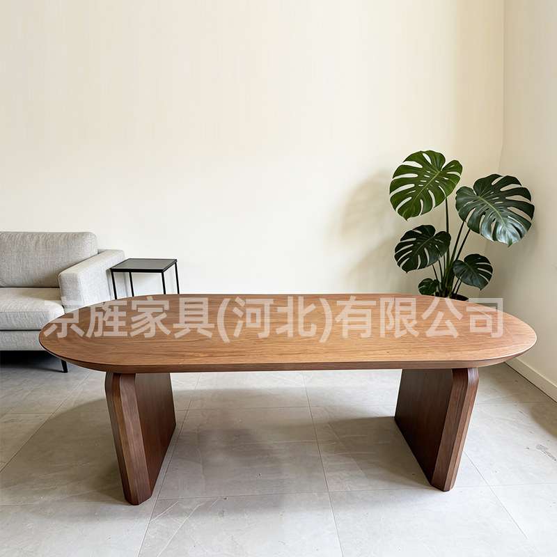 木质岛台餐桌家用椭圆形吃饭桌子简约设计师款办公室洽谈桌