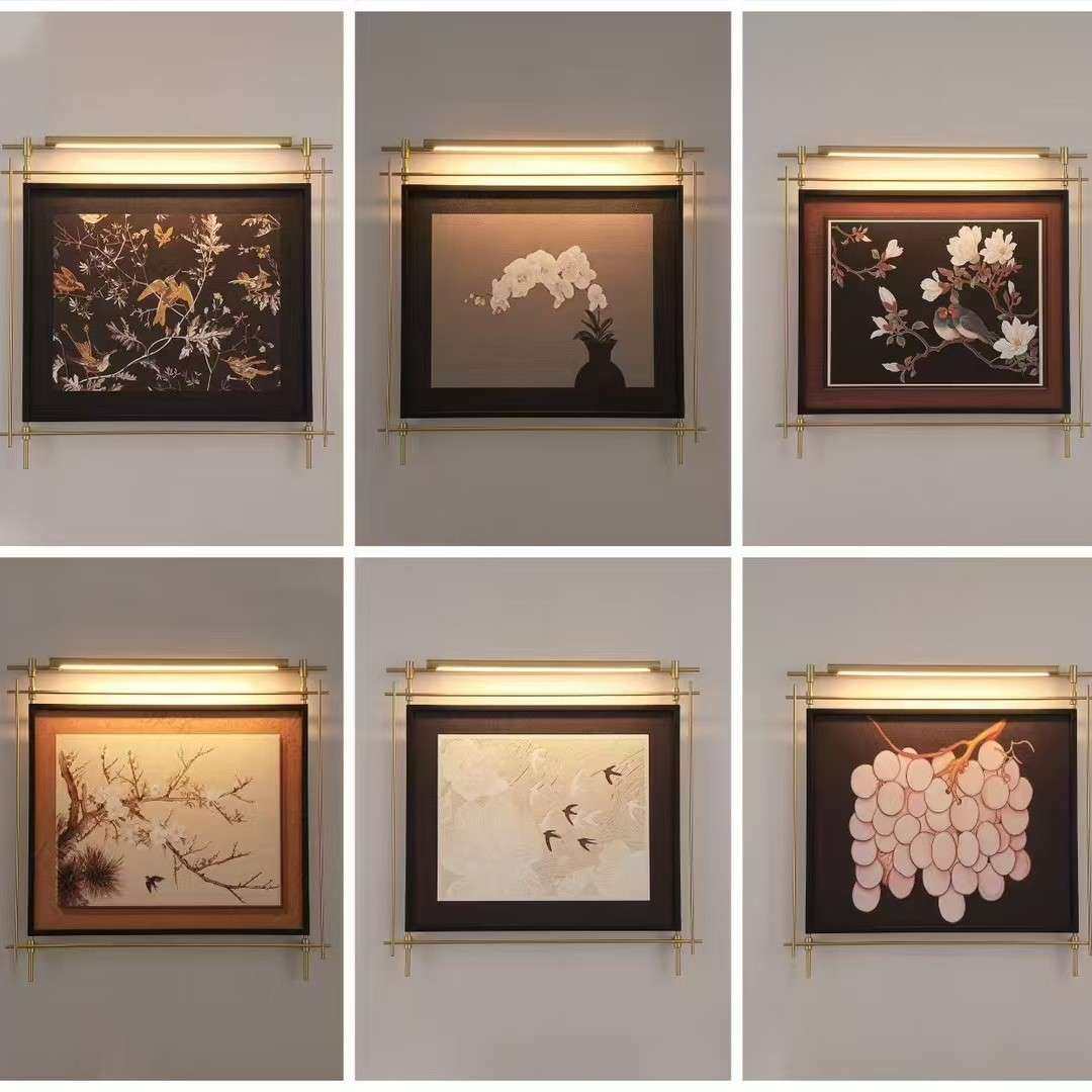 中古风壁灯法式复古灯客厅挂画灯创意宋式美学入户玄关装饰壁画灯