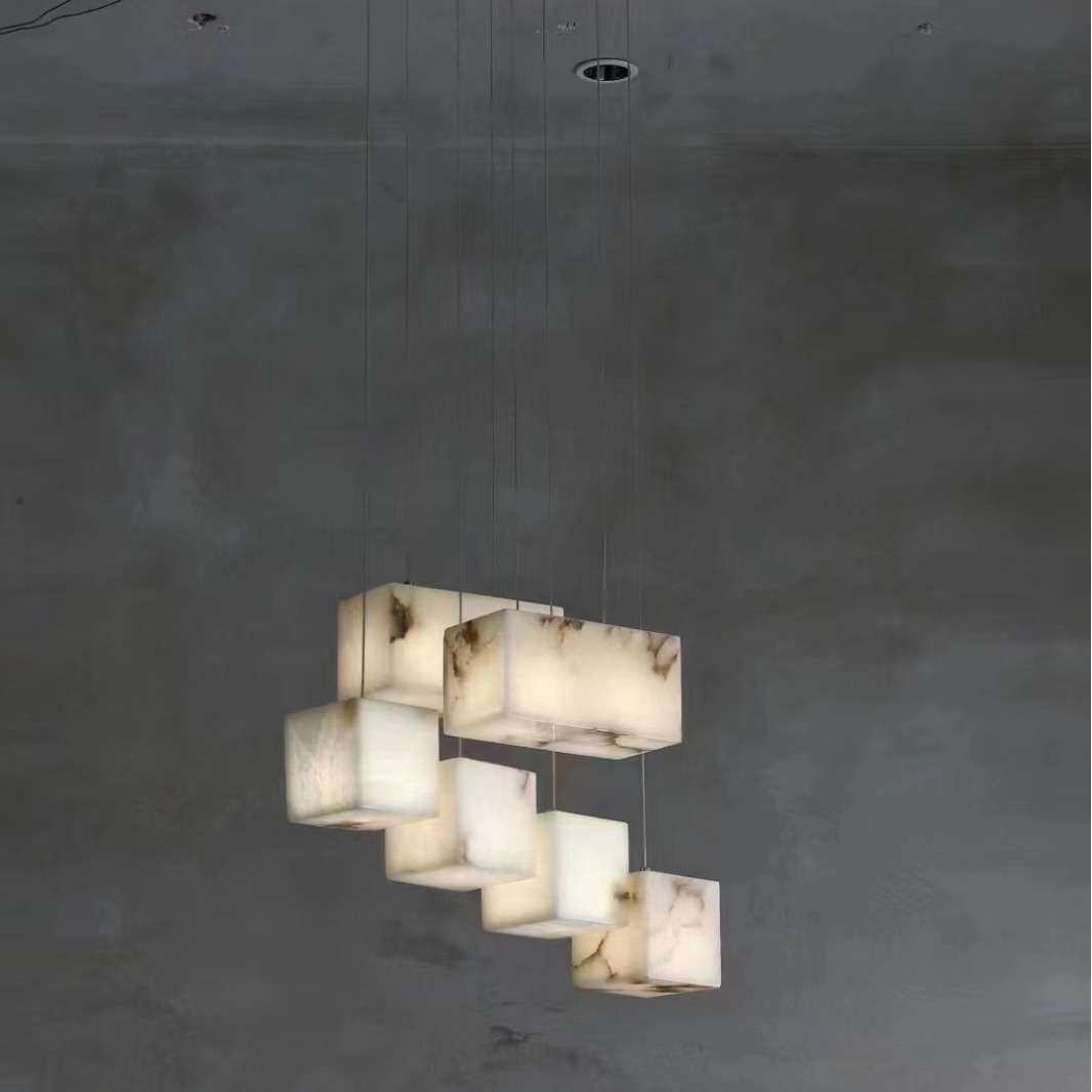 楼梯长吊灯别墅旋转loft复式楼客厅大气大吊灯设计师云石全铜灯具