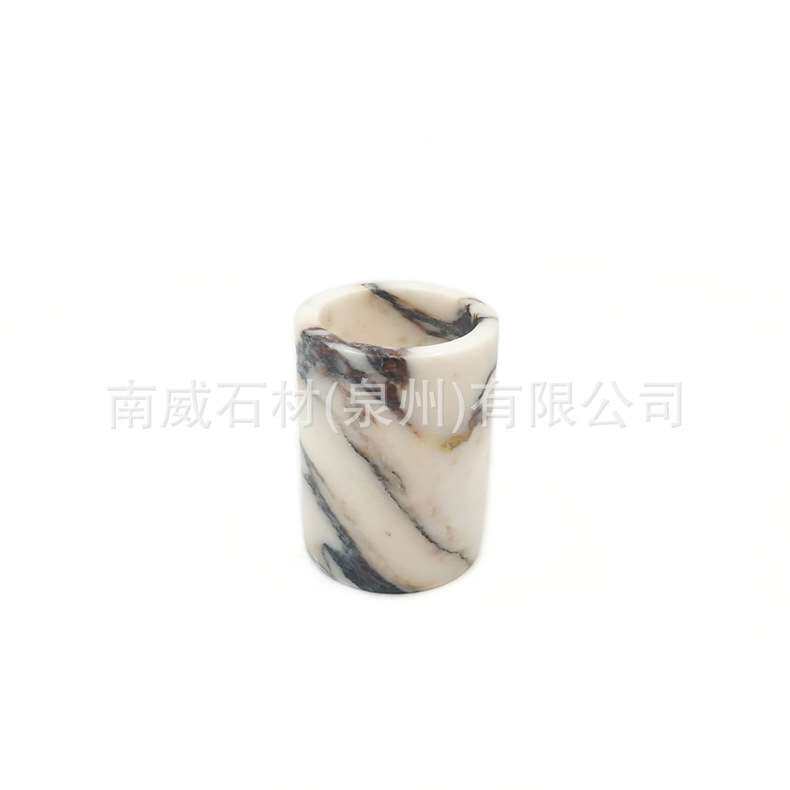 轻奢风天然大理石笔筒桌面美妆梳子眉笔粉刷子收纳筒漱口杯蜡烛杯