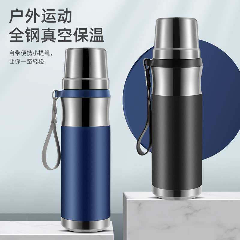 加康316食品级不锈钢保温杯茶水分离办公水壶全钢按压茶漏大容量