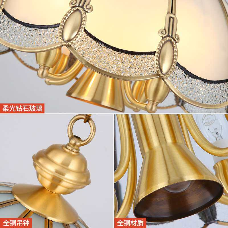 美式吊灯饭厅餐桌吧台全铜灯具简约玄关门厅灯复古餐厅全铜吊灯