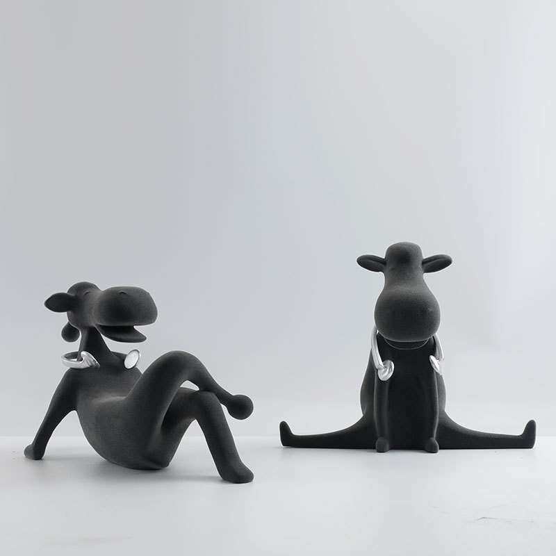 现代简约音乐植绒小毛驴摆件北欧样板房间办公间软装饰品玄关摆设