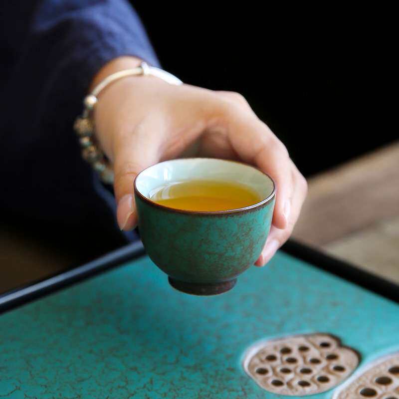春澜干泡茶具套组手工窑变复古侧把壶盖碗茶杯茶盘整套简约家用