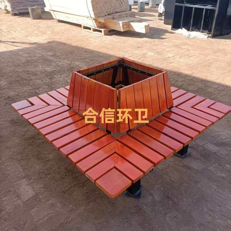 户外围树座椅街道方形座椅公园景区树池凳子家用实木树围椅子厂家