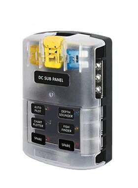 6路单正极保险丝盒 带指示灯PC接线端子款一进十二出保险盒