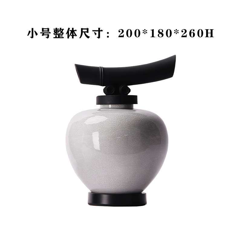 宋氏美学新中式现代陶瓷冰裂纹盖罐储物罐花瓶插花样板房花器摆件
