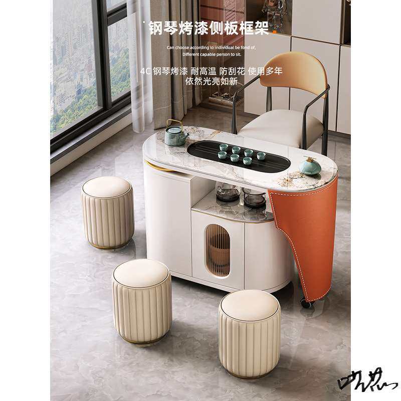 茶台可移动组合泡茶边柜茶柜移动小型带轮茶车简约烧水壶一体