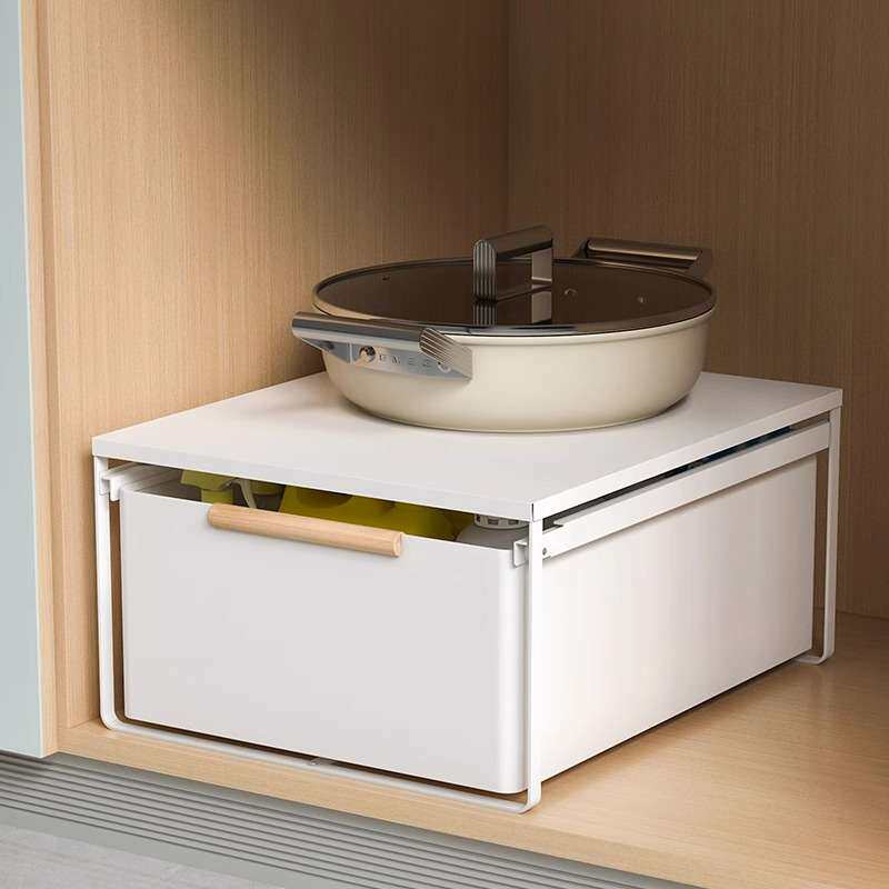 厨房下水槽置物架抽拉式加宽橱柜内抽屉式拉篮双层加深收纳调料架