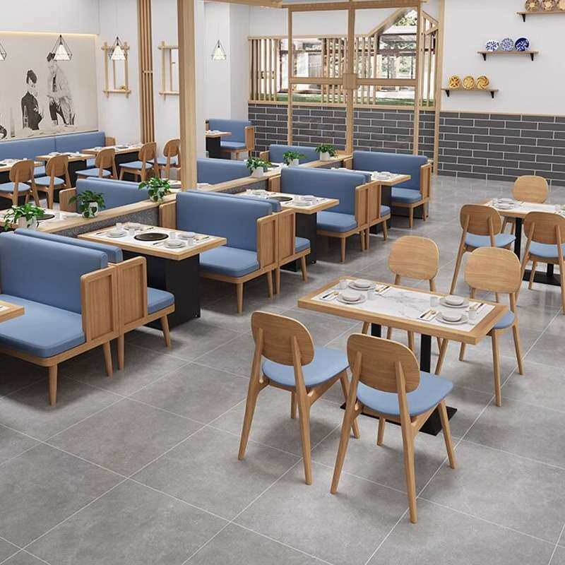 中式主题餐厅靠墙卡座沙发烧烤快餐店实木奶茶咖啡厅桌椅组合商用