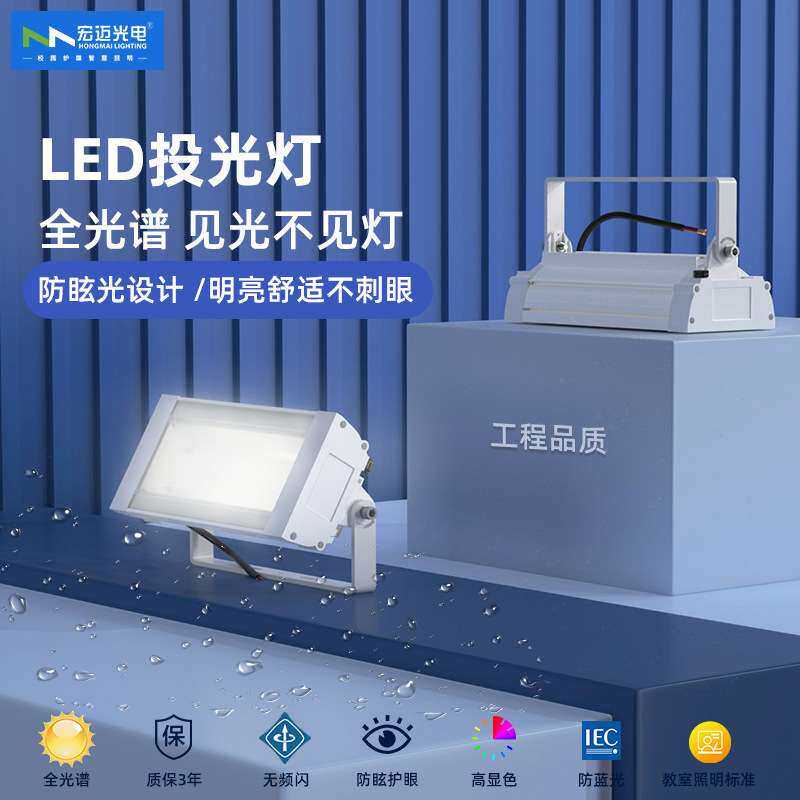 led防水投光灯工厂仓库灯车间商场照明修理厂房灯射灯加油站灯具