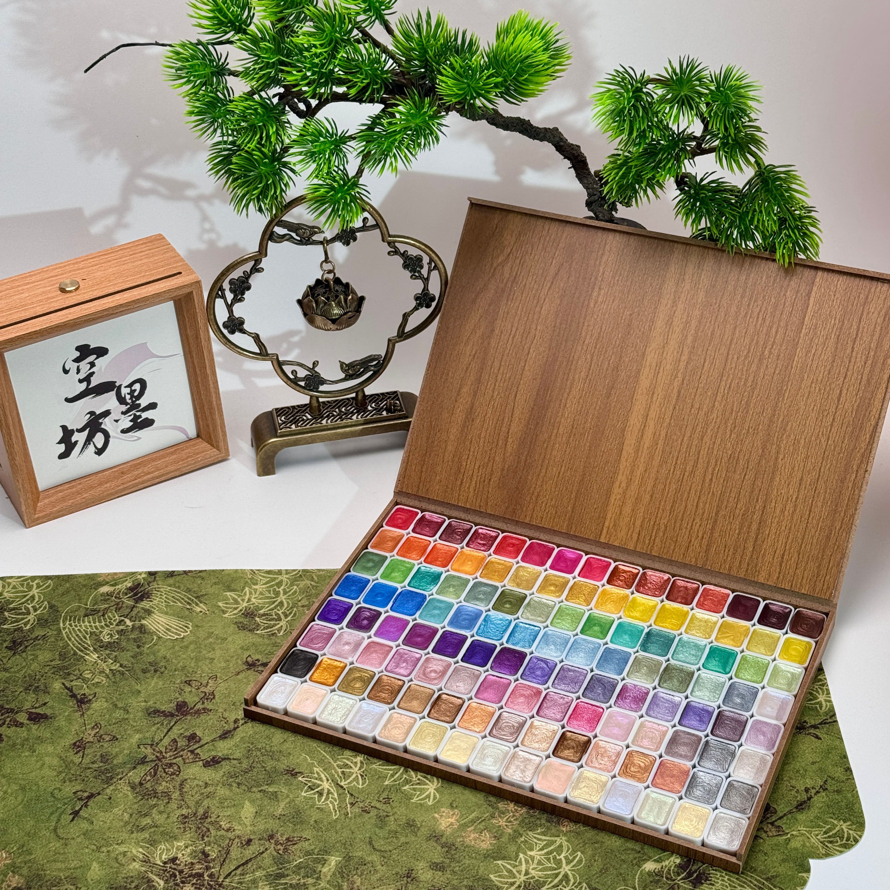 120色珠光水彩颜料木盒款