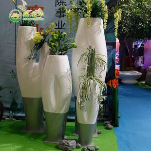 户外玻璃钢树杈花盆花缸花器商场花钵花柱花架美陈花瓶摆件