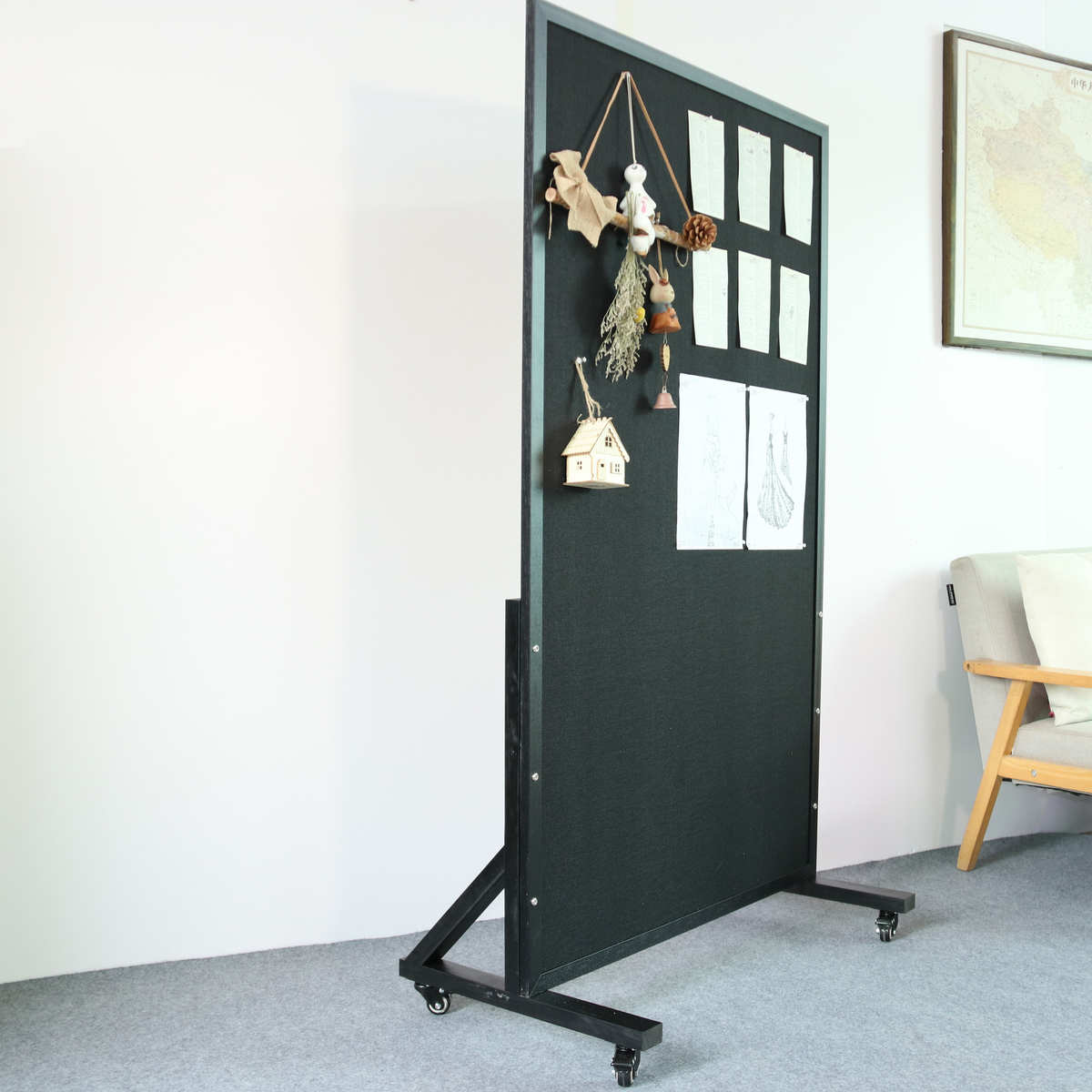 板公告架式定制移动展板毛毡墙板框陈列照片背景S宣传栏毛毡支留