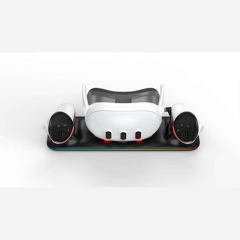 Meta quest3 VR眼镜手柄磁吸触点充电底座配电池套装带RGB炫彩灯
