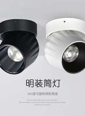 COB明装射灯全铝 客厅卧室免开孔吸顶天花灯 折叠旋转防眩LED射灯
