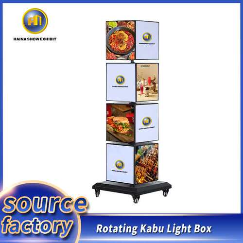 Guangzhou Vertical Rotating Light Box Mobile Four sided Squa