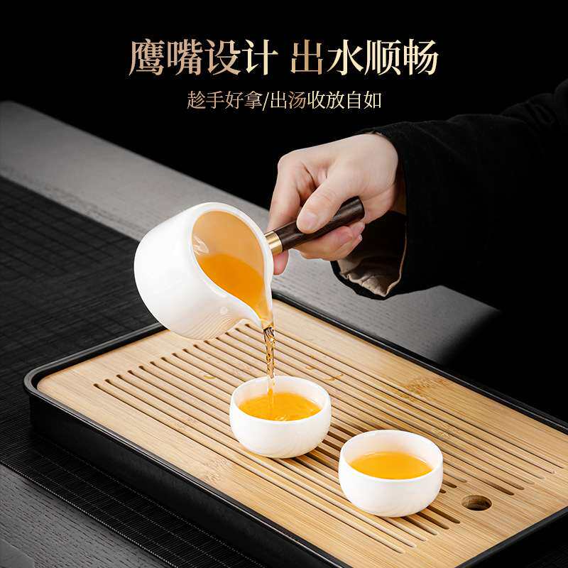 新中式羊脂玉瓷云初侧把壶茶具套装大容量泡茶壶泡茶碗个人专用杯